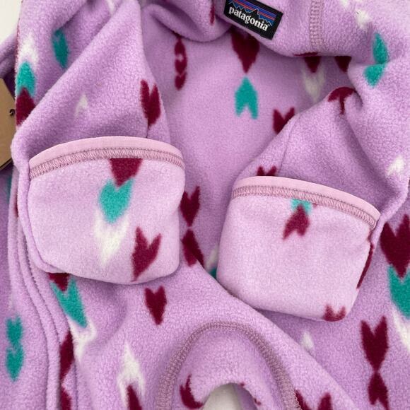 Patagonia Fleece Micro D Bunting Wish Tails Dragon Purple Baby Girl Size NB-7lbs - Picture 7 of 11